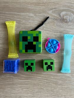 7 NEW Minecraft Squish Fidget Sensory Toy Eraser Bundle