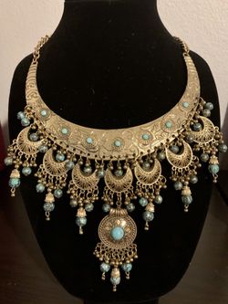 Gold & Turquoise Statement Necklace