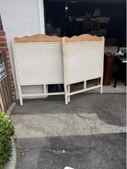 Pair of twin/king rattan, wicker headboard