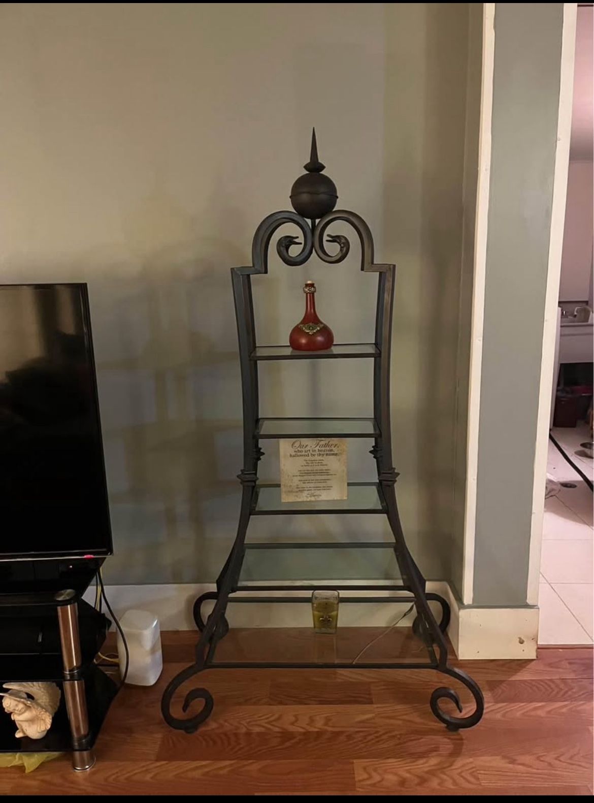 Unique Iron Tower, Glass Shelves