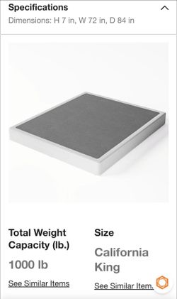 Homzene
7 in. H California King Box Spring, Heavy-Duty Metal Structure with Fabric Cover, Easy Assembly, Mattress Foundation
