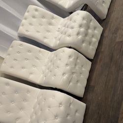 Set Of 4 White Leather Chairs 