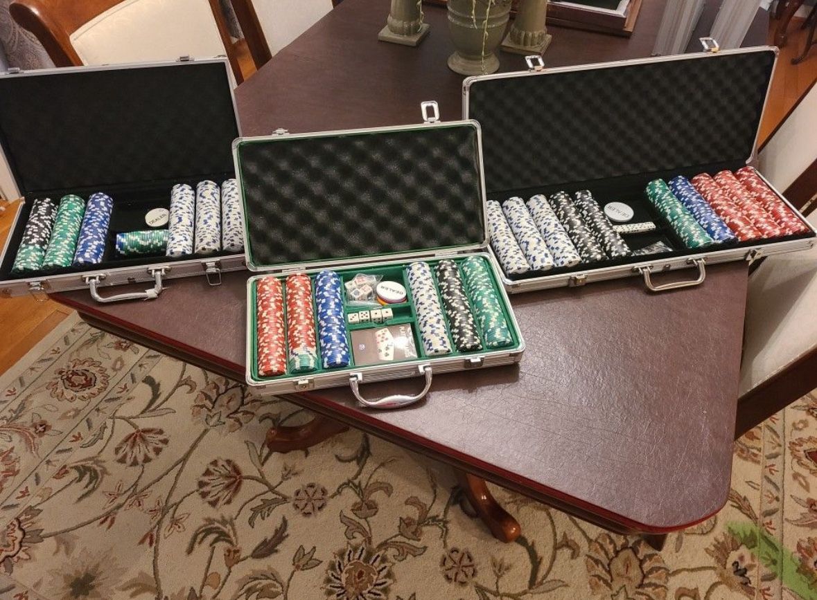 Poker Chips (over 1,100 clay weighted chips in cases)