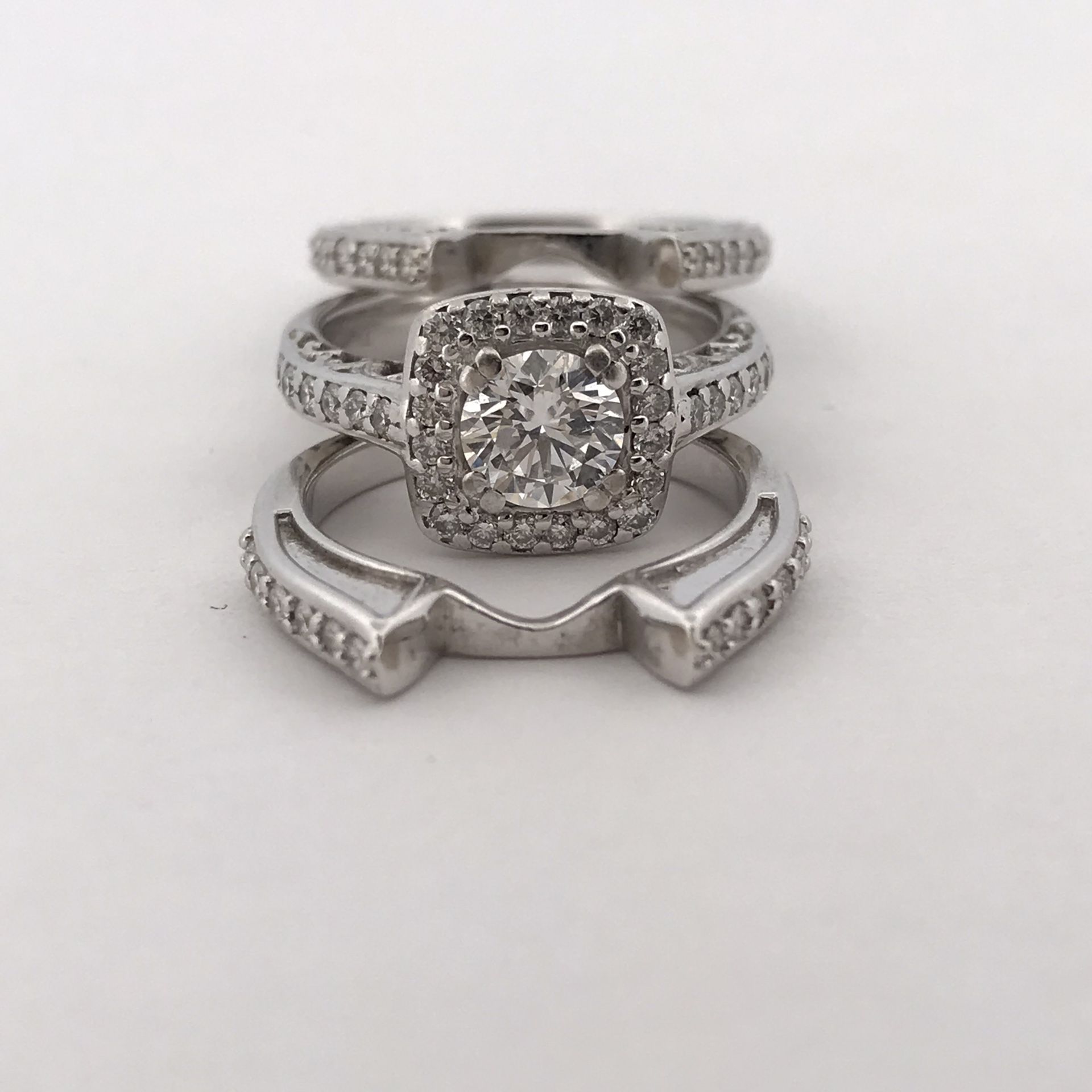 14k white gold 1.67ct diamond ring set size 4.75