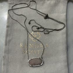 Kendra Scott Silver Rose Quartz Delaney Dylan Necklace Rare