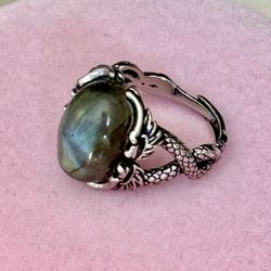 Labradorite Ring (Adjustable) Silver Mixed With Cupronickel 