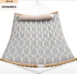 NEW IN BOX SONGMICS Double Quilted Hammock w/Pillow – 495 lb Capacity