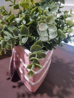 Artificial Eucalyptus Plant in a Pink Cake-Slice Shaped Ceramic Pot