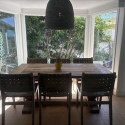 Restoration Hardware  Trestle Dining Table with 2 Extension Leaves 