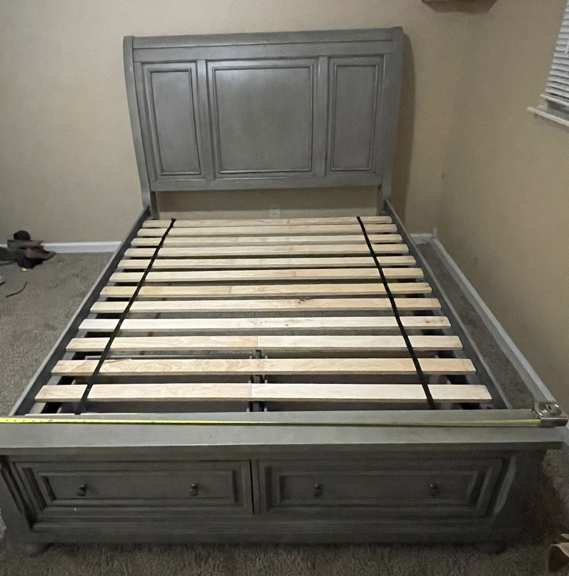Queen Sleigh Bed Frame With Drawers