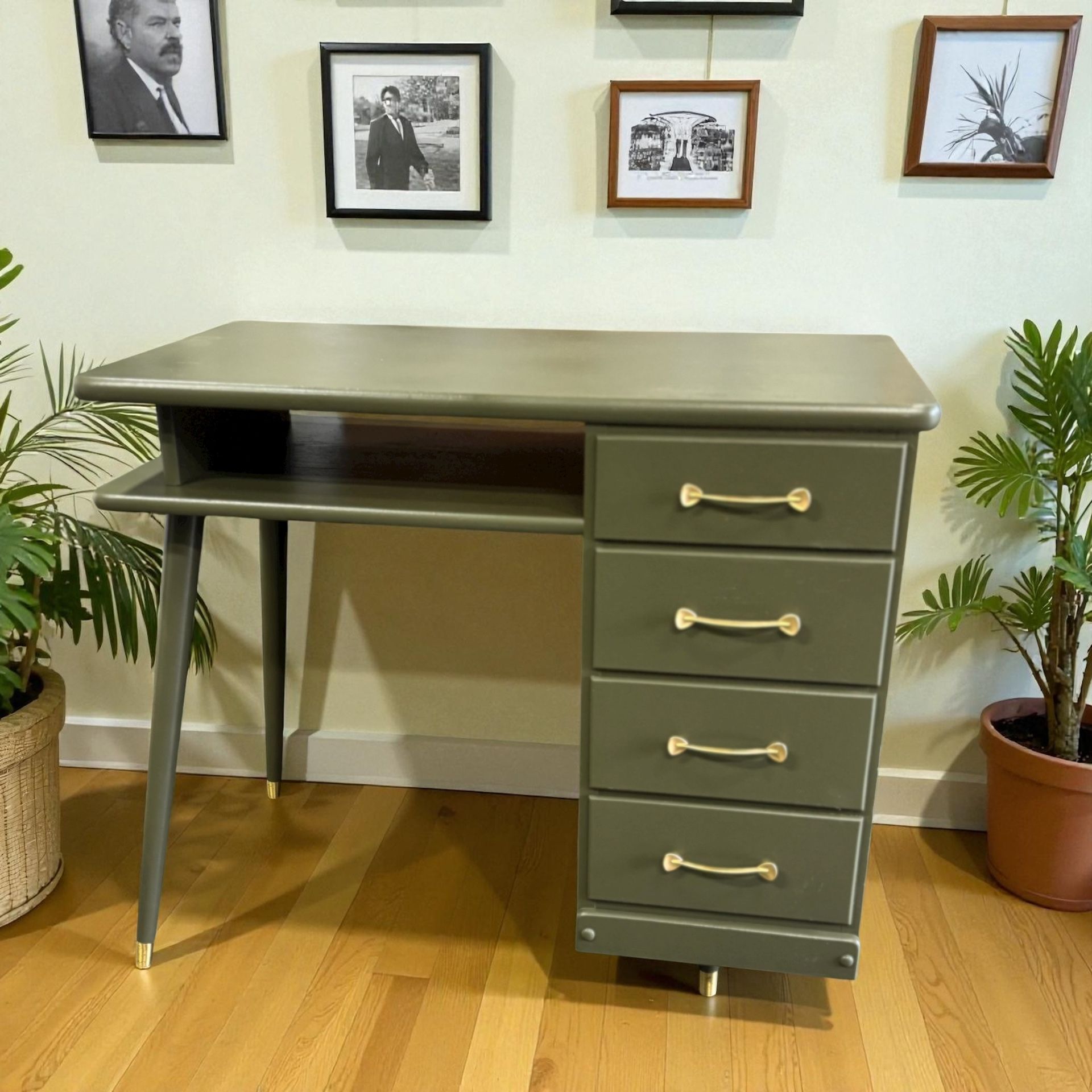 Vintage MCM Green Desk
