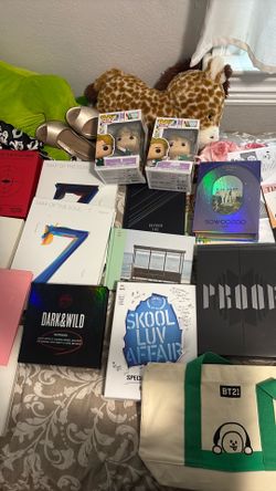 BTS memorabilia, funko pops, albums, etc