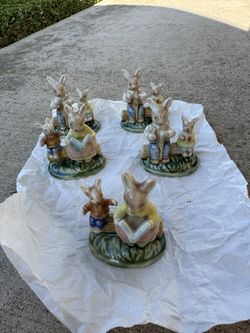 Brand New Enseco 5 Piece Rabbit Figurines 