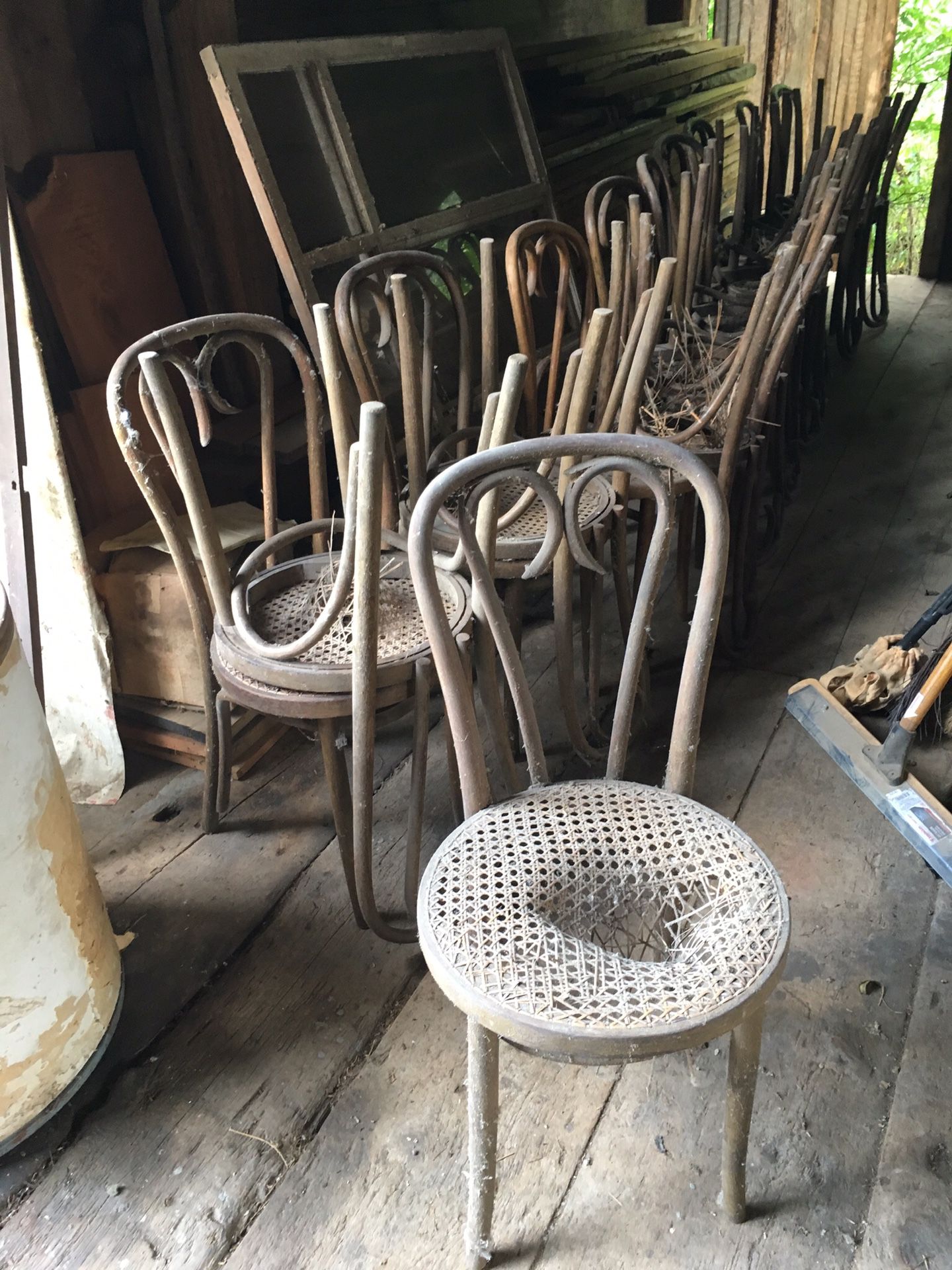 Bentwood chairs, 19, some repair needed,