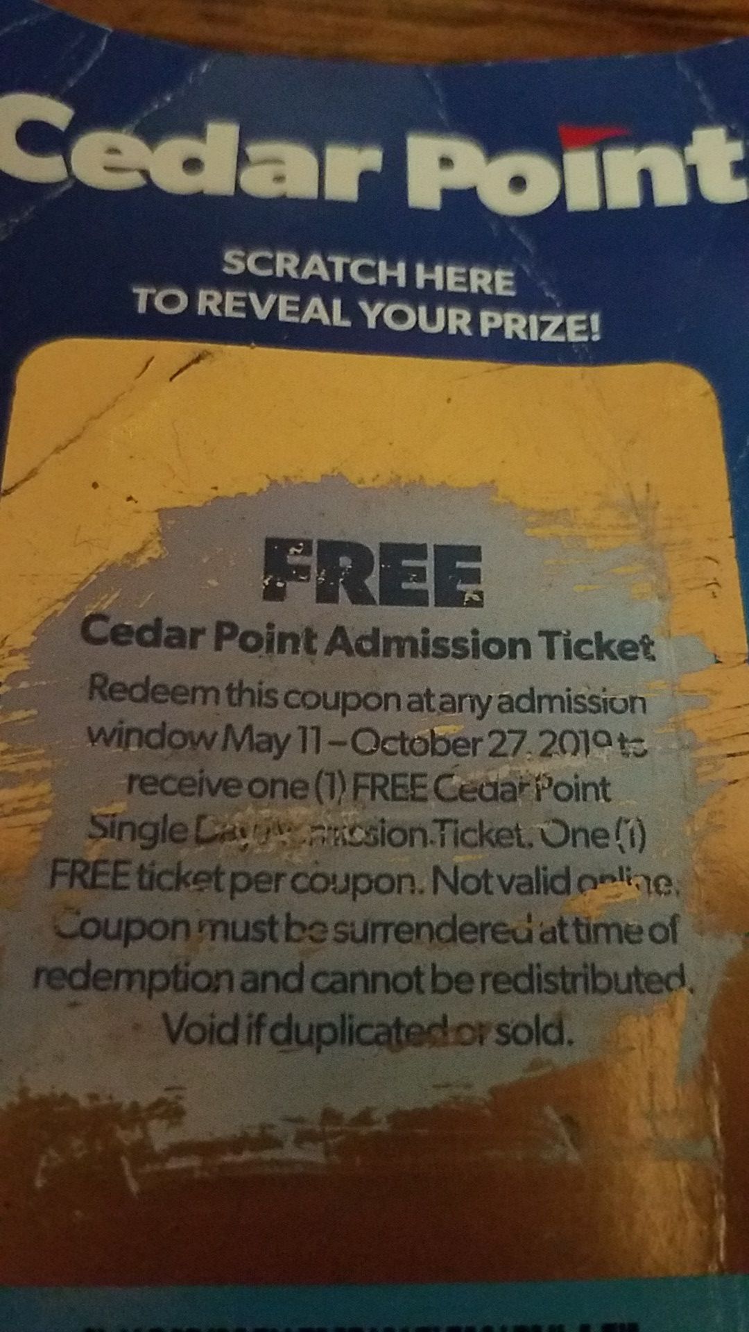 $25 cedar point admission ticket