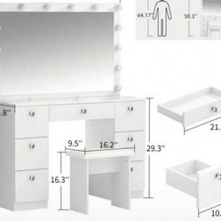 Vanity With Lights/ Marble Counter 
