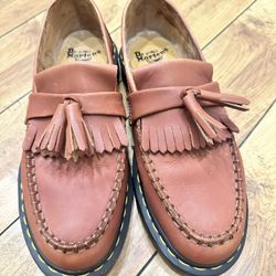 Dr. Martens Adrian Carrara Leather Tassel Loafers in Saddle Tan.