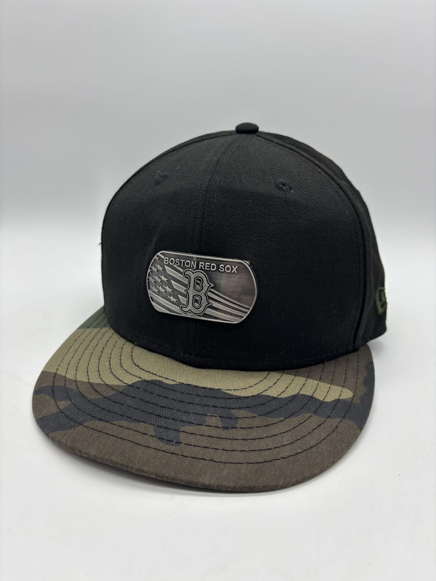 New Era 59Fifty Boston Red Sox Dog Tag Camo Fitted Cap Hat MLB Size 7 3/8