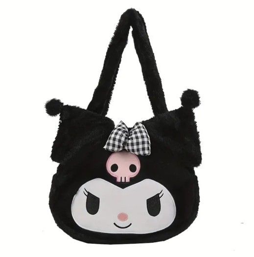Kawaii Sanrio Plush Kuromi Women Tote Handbags Shoulder Bags Fashion Female Messenger Bags Purses Birthday Gifts