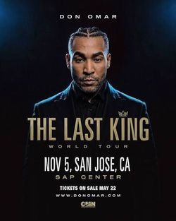 DON OMAR, TRATO VIP, SAP CENTER DE SAN JOSÉ, JUEVES 11/5/26, COMIDA Y BEVIDAS ILIMITADAS.