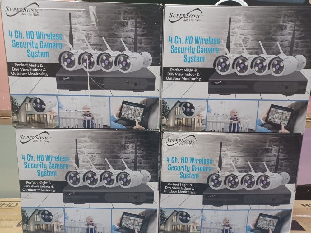 4 Camera System Wireless. Monitor From Cellular Or Tablets. Brand New