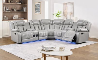 Grey Manual Recliner Sectional