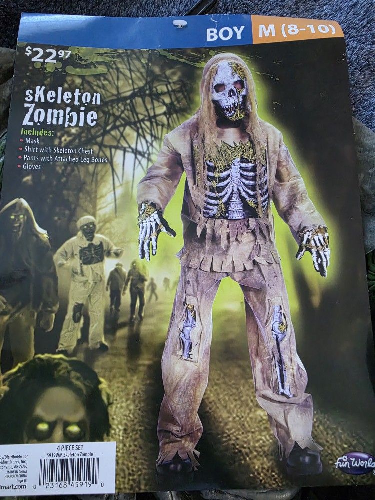 Boys 8/10 Skeleton Zombie Costume