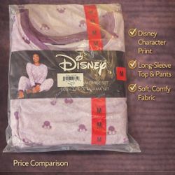 Disney Women’s 2-Piece Pajama Set – Size Medium (Purple) – New in Package