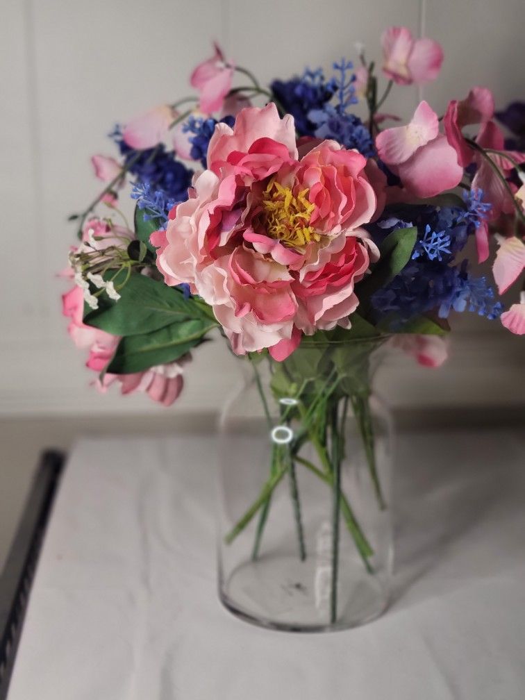 Vase And Faux Flowers