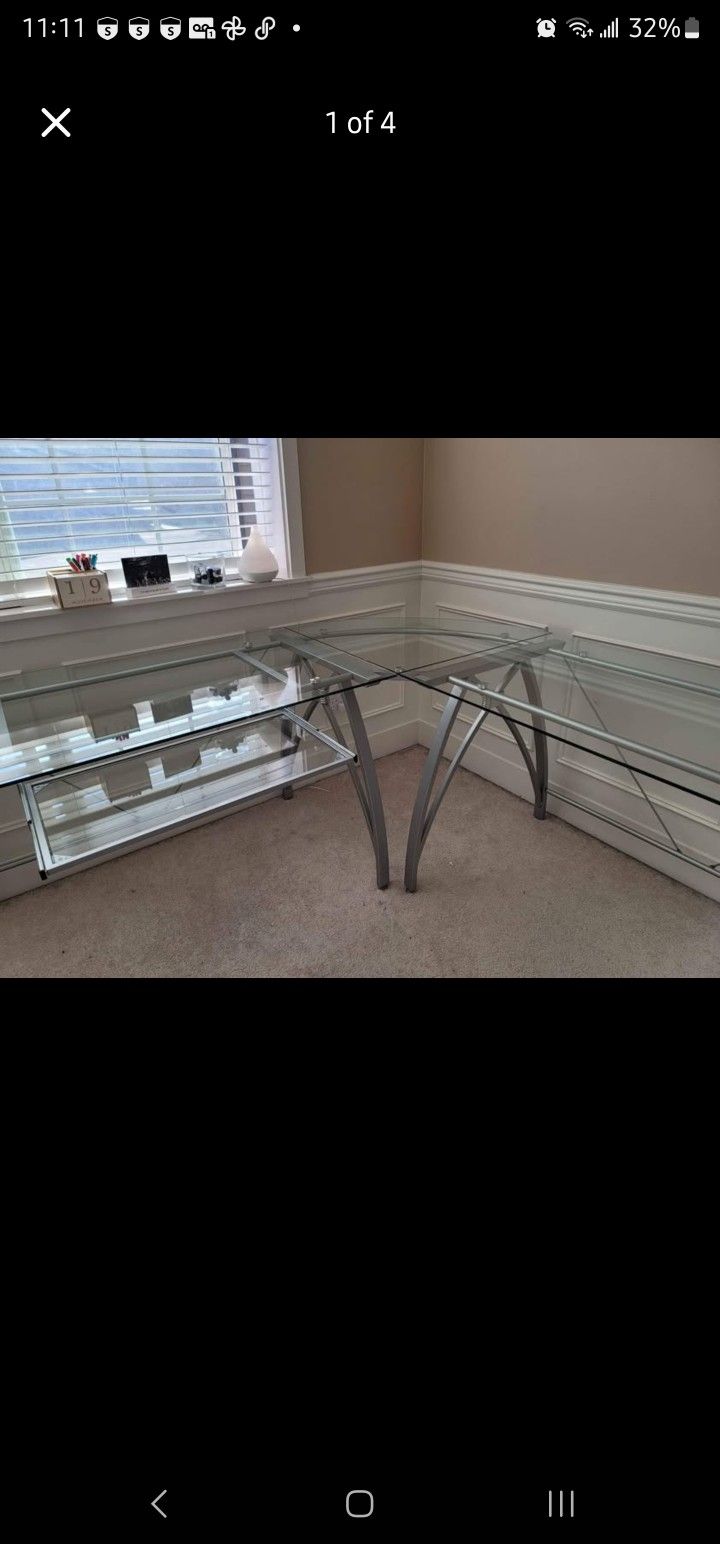 Glass L-Shape Office Desk!