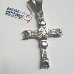 14k White Gold 36x68mm With Cz