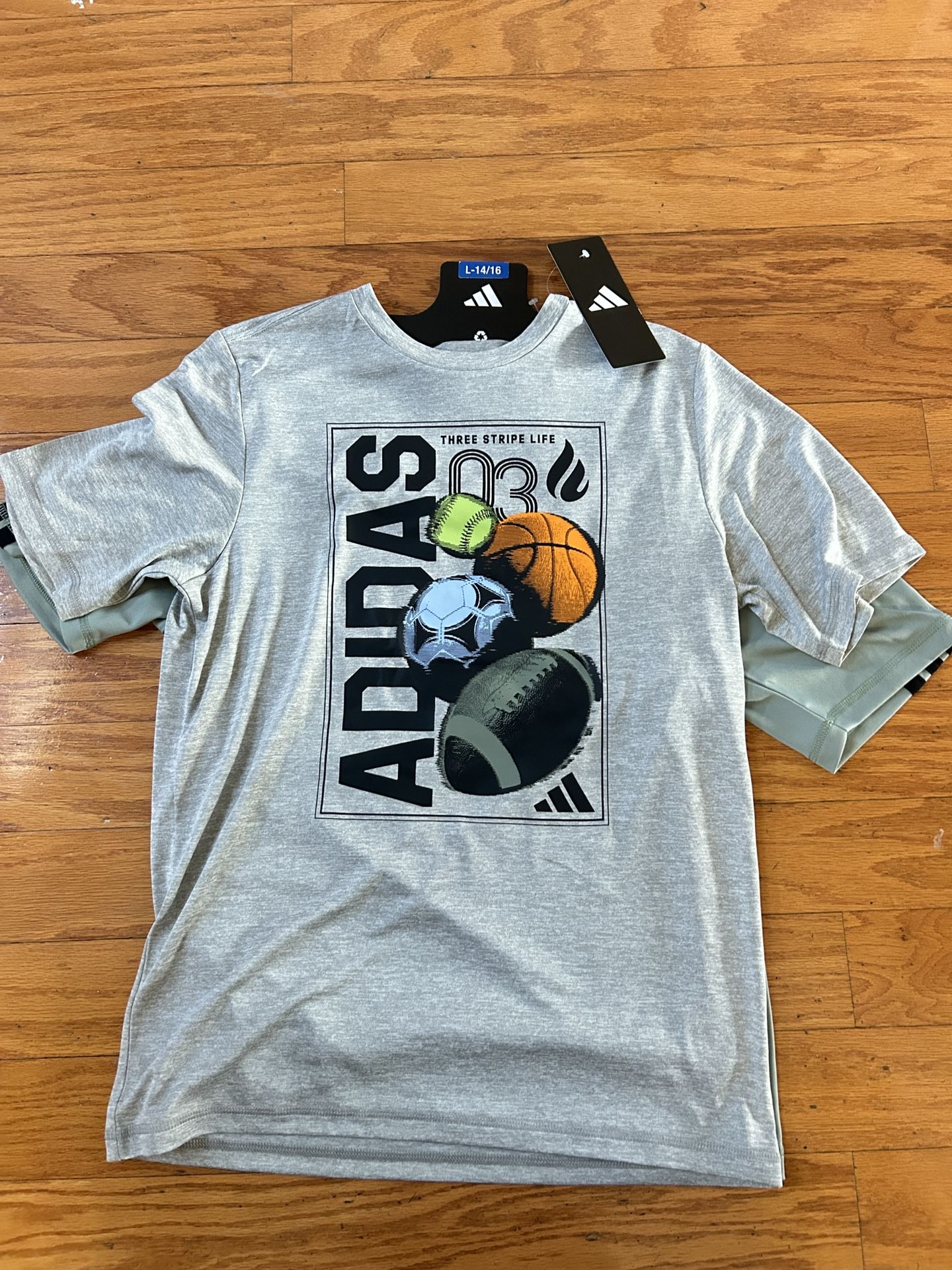 NWT Adidas boys athletic Tee 2 pack Size L 14/16