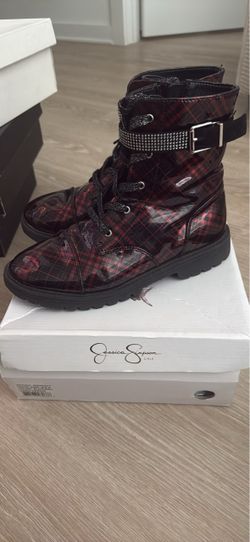 Jessica Simpson Girls Plaid Combat Boots
