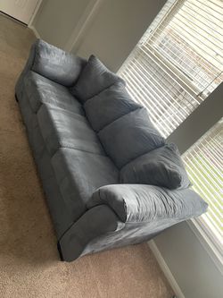 Suede Sofa & Table With 2 Stools