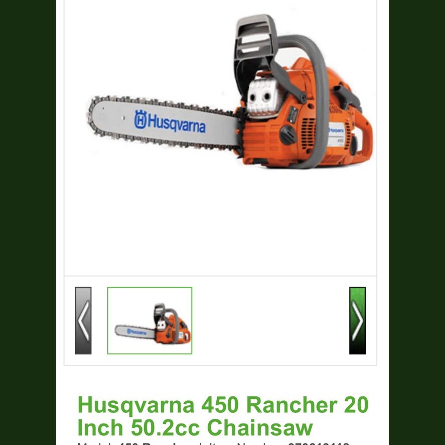 Husqvarna 450 Rancher 20 Inch 50.2 cc Cycle Gas Chainsaw for Sale in  Lompoc, CA OfferUp
