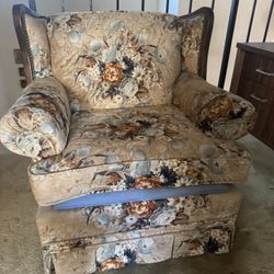 1950s Mid-Century Modern Flexsteel floral upholstered armchair 