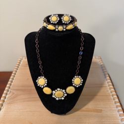 FREE* Dana Buchman Yellow Resin Set (Necklace & Earrings + Broken Bracelet)