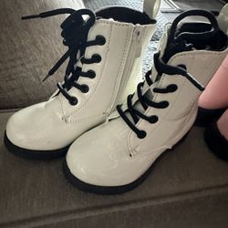 Pink And White Toddler Boots Size 6c