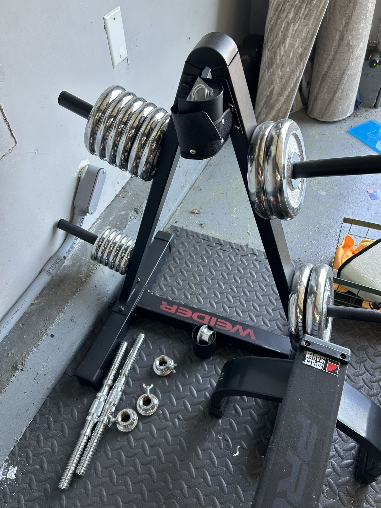 Free - Light Weights, Rack, Curl Bar