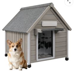35.4" Outdoor Indoor Wooden Dog House for Small to Medium Dogs-PET43