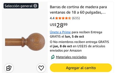 HTZON 18-60” Adjustable Wooden Curtain Rod 1” Diameter Ball Finial Brown
