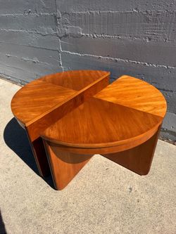 Mid-Century Modern Modular Walnut Half-Moon Coffee Table Set (Pair)