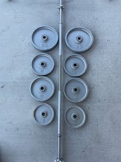 Weights 100Lbs and 6ft Barbell