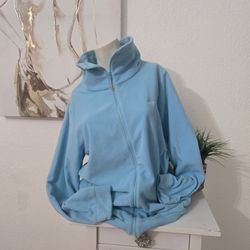 Adidas Women's Light Blue Fleece Jacket Size XL