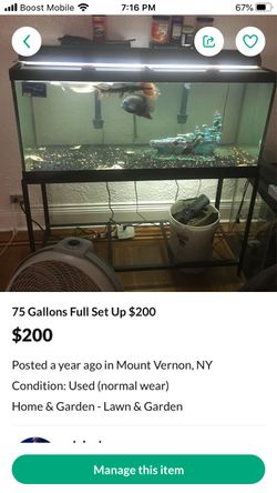 75 Gallons Full Set Up Every Thing Except Fish And Decorations