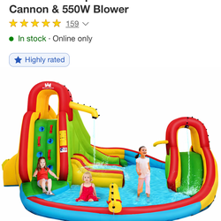Costway Kids Inflatable Water Slide Bounce Park Splash Pool with Water Cannon & 550W Blower