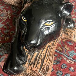 1980s Ceramic Panther Coffee Table — Post Modern, Vintage, Eclectic