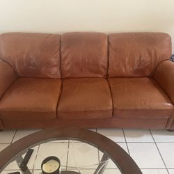 Leather Couch, Loveseat, And Chair