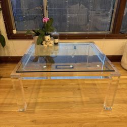  Bernhardt Slab Lucite Coffee Table - Acrylic + Glass