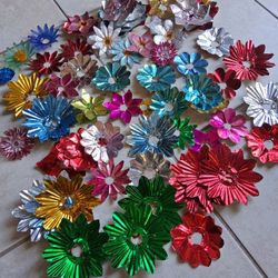 intage Christmas Tree Reflectors Aluminum Foil Snowflakes & Flowers